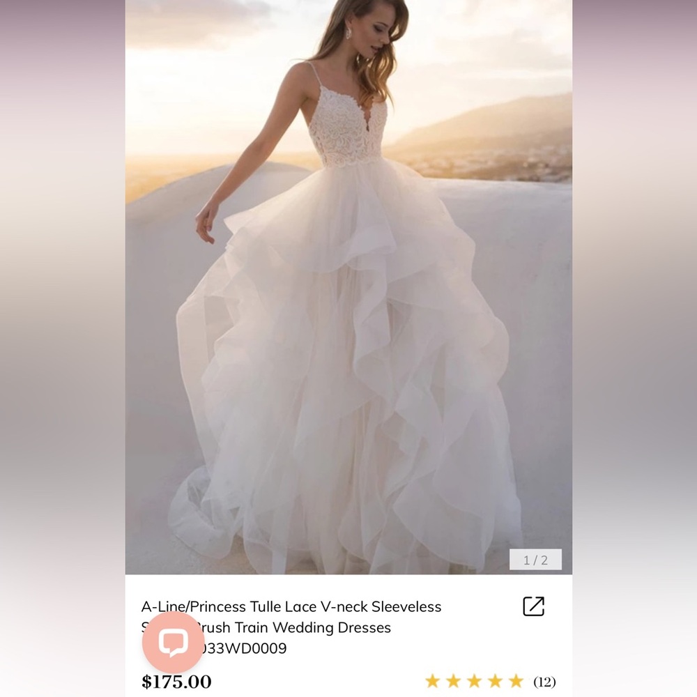 A-Line Princess dress tulle ruffle size 8 Hebeos wedding dress NEVER WORN NWT